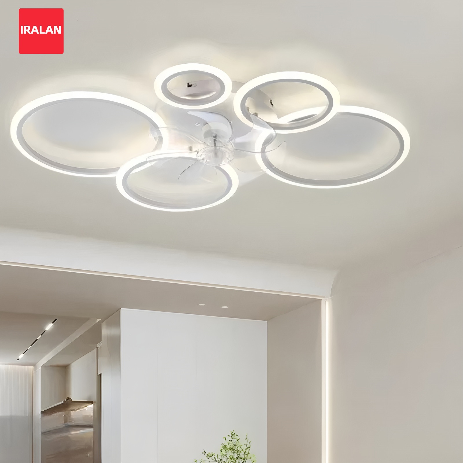 Decor Lighting Ceiling Fans - مروحة سقف دائرية مع إضاءة LED،