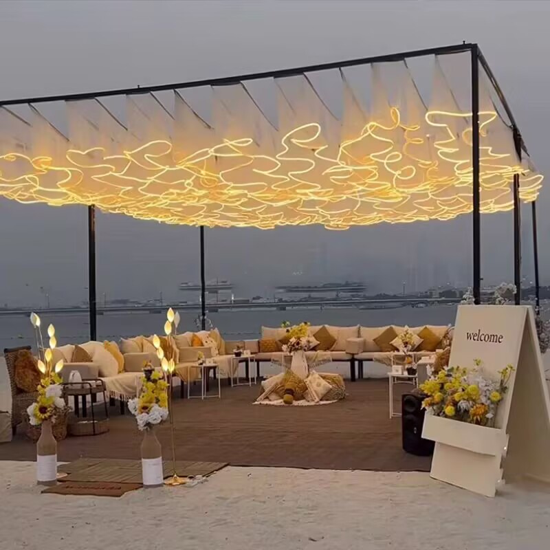 Outdoor Lighting Wedding Decor - زينة سقف للأعراس، ستارة شبكية مضيئة
