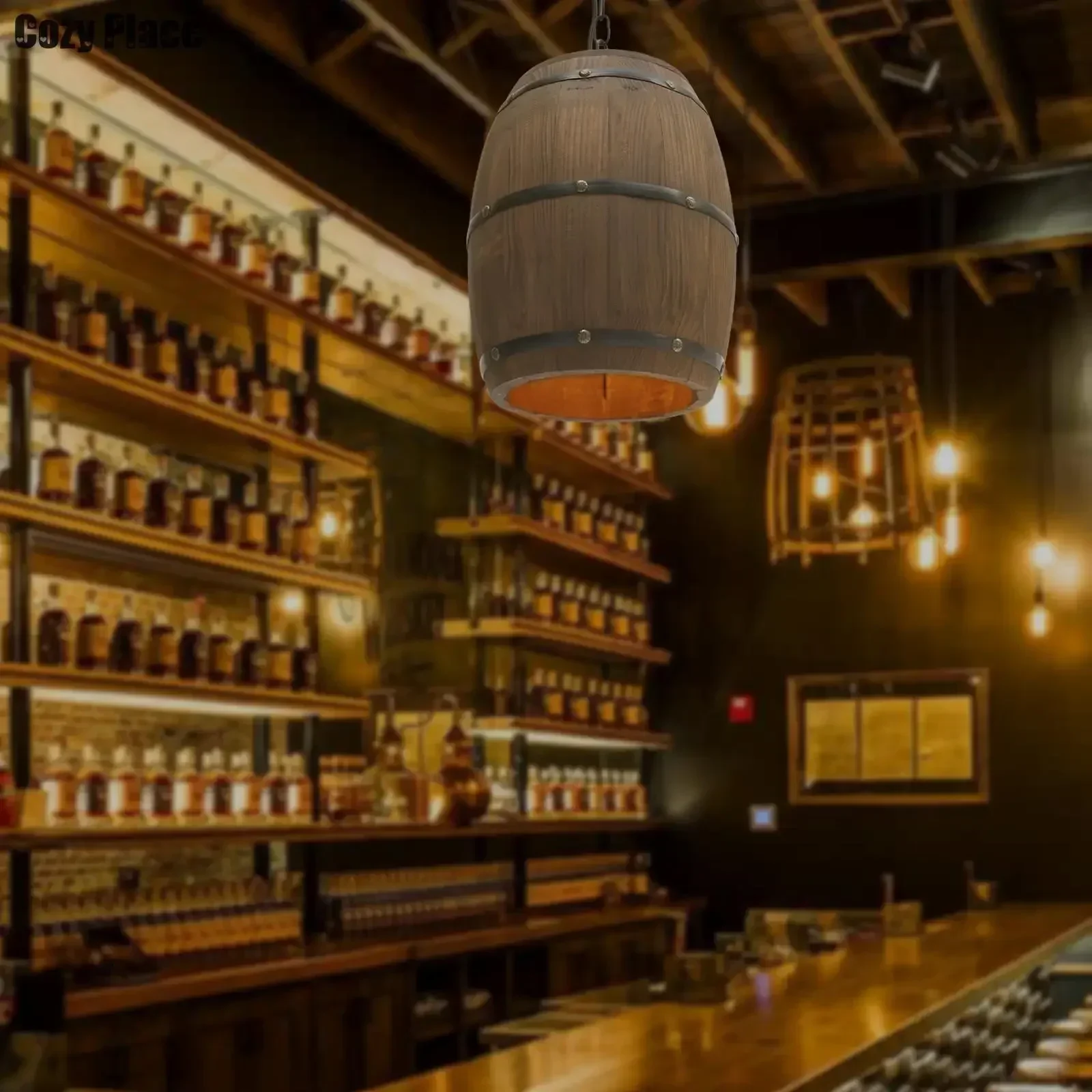 Lighting Decoration For Home - مصباح ريفي عتيق، ثريا خشبية معلقة،