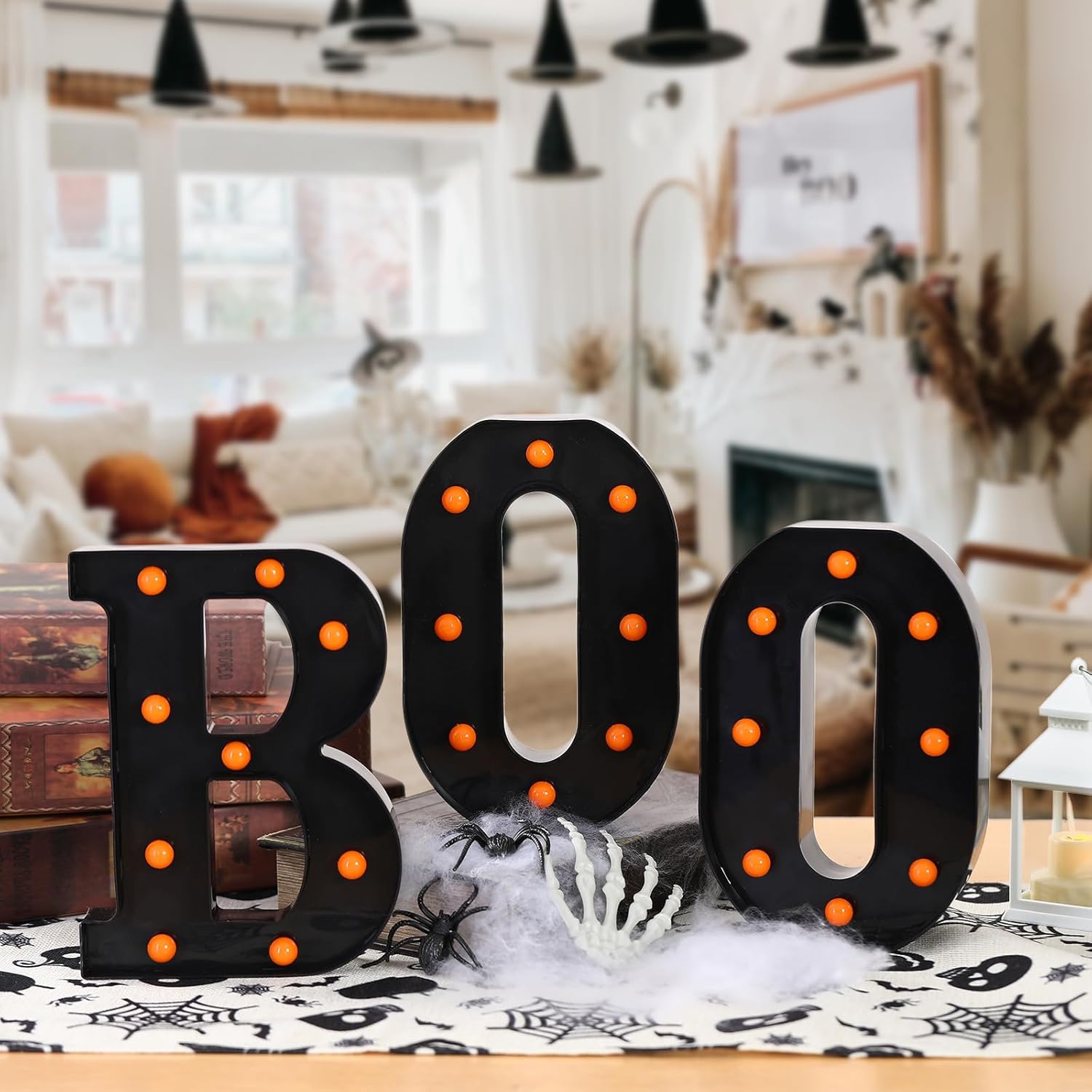 ديكورات الهالوين - 3 علامات LE - مراجعة Light Up Letters Marquee وسعره