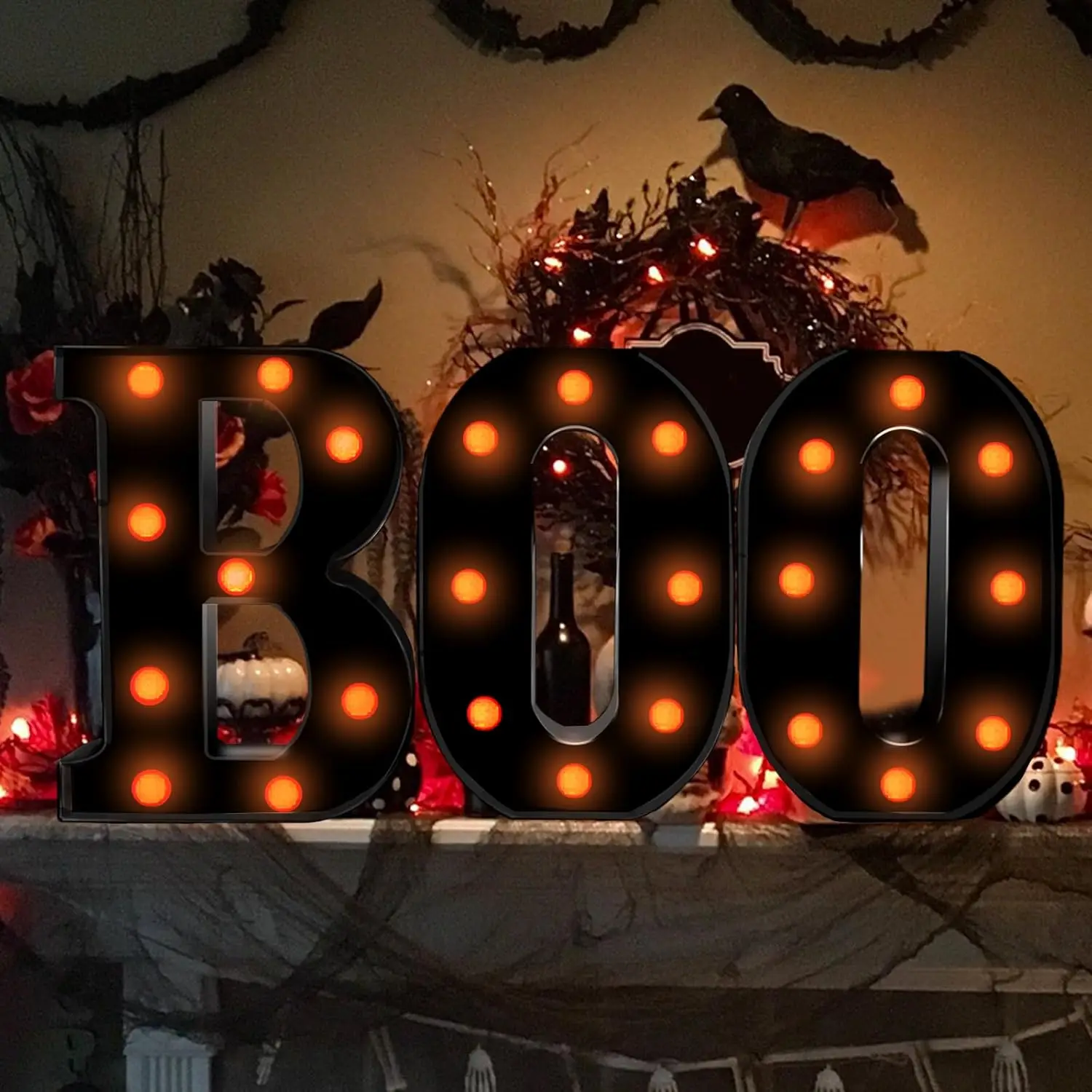 ديكور الهالوين داخلي-3 LED سرا - مراجعة Light Up Letters Marquee وسعره