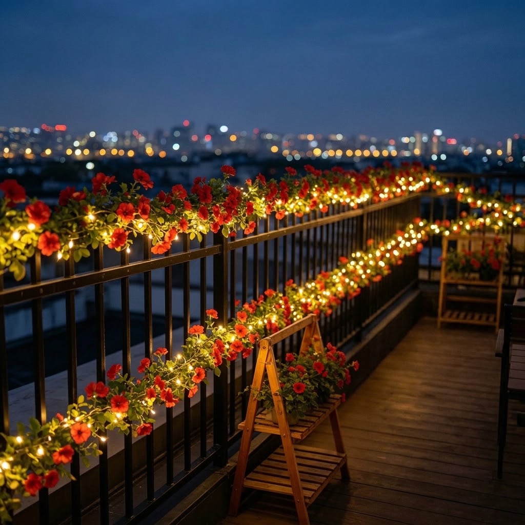 أضواء سلسلة على شكل ورود تعمل  - مراجعة Outdoor Lighting Wedding Decor وسعره