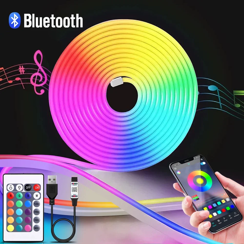 1-5 متر RGB LED شريط ضوء النيو - مراجعة Lighting Decoration For Home وسعره